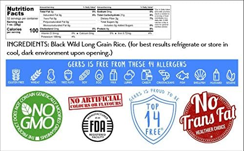 Gerbs Wild Black Rice 2 lbs. | No Artificial Additives, Resealable Bag | Naturally Nutty & Chewy | Top 14 Allergen-Free