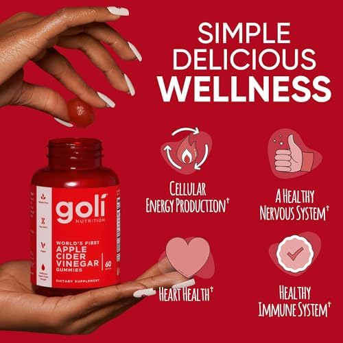 Goli Apple Cider Vinegar Gummies - Worlds First ACV Gummy with Vitamin B12, Beetroot & Pomegranate - Vegan, Non-GMO, Gluten-Free, 120 Count (2 Pack)
