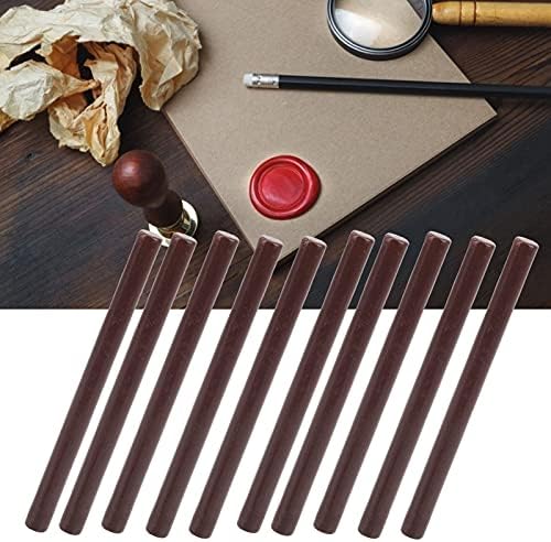 ZJchao Sealing Wax Sticks, 10 Pcs Craft Adhesive Waxing Round Lacquer Small Stamp Envelopes Wax Kit Glue Gun Sealing Wax Sticks for Wedding Birthday Party Ideas (Brown)