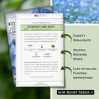 Sow Right Seeds - Forget-Me-Not Seeds for Planting - Non-GMO Heirloom Variety - Memorial for Celebration of Life - Grow Forget-Me-Not Flowers - Perfect for Gardens and Special Occasions (1)