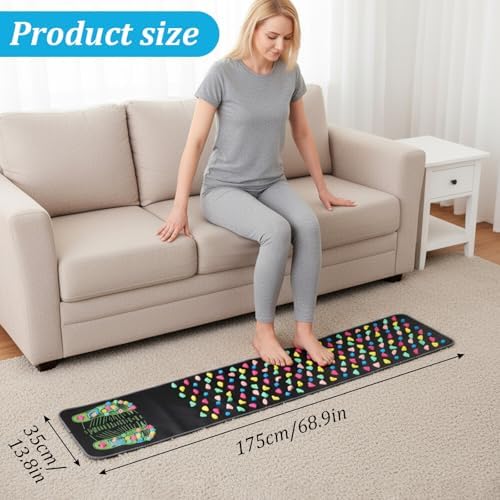 Foot Massage Mat, Acupressure Mats, Reflexology Walk Stone Road for Long Sitting Elderly Students Workers, Foot Massage Acupoint Mat for for Pain and Stress Relief (68.9 x 13.78 Inches)