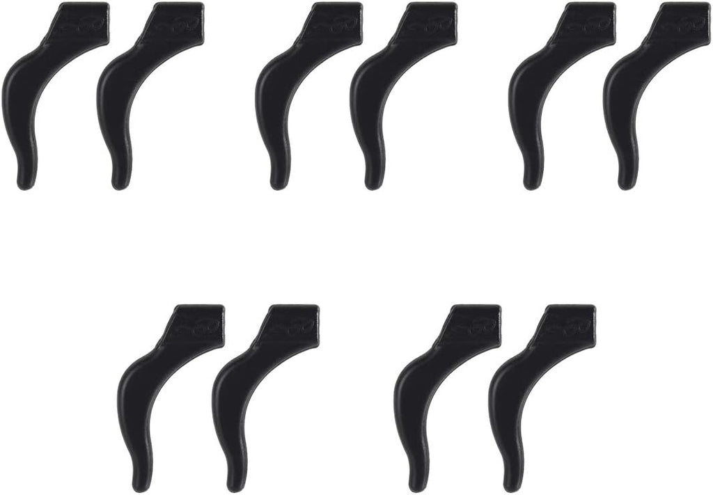 Ear Grip Ear Hooks for Glasses, Anti - slip Hook Soft Silicone Temple Holder Glass Eyewear Comfortable Tips Sleeve Retainer For Eyeglass Sunglass, 5 Pairs(Black)