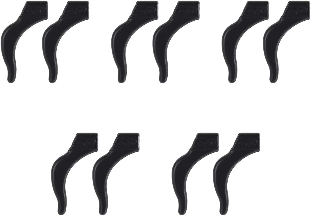 Ear Grip Ear Hooks for Glasses, Anti - slip Hook Soft Silicone Temple Holder Glass Eyewear Comfortable Tips Sleeve Retainer For Eyeglass Sunglass, 5 Pairs(Black)