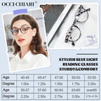 OCCI CHIARI Womens 1.25 Readers Blue Light Blocking Reading Glasses Women Computer Eyeglassses Filter(1.0 1.25 1.5 1.75 2.0 2.25 2.5 2.75 3.0 3.5 4.0 5.0 6.0)