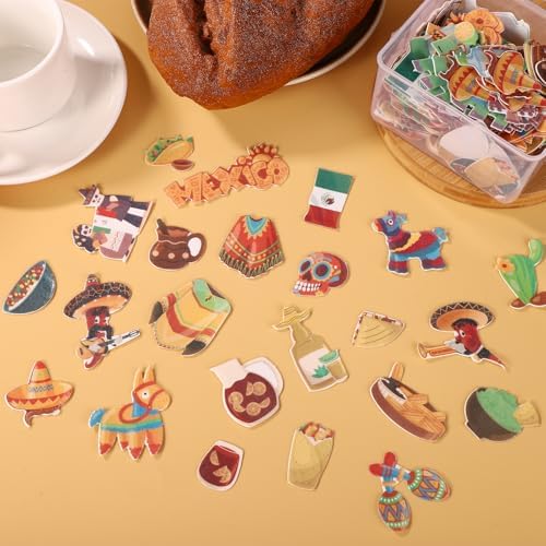 280pcs Edible Cinco de Mayo Cupcake Toppers, Mexican Cake Topper Cactus Guitar Skull Fiesta Cupcake Picks Mexican Theme Party Decor Cake Decoration for Cinco de Mayo Birthday Baby Shower Supplies