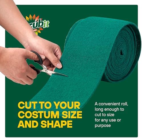 SCRUBIT Scouring Pad Roll - 19 FT Green scrubbing Pads Roll - Non Scratch Dish Washing Scrubbers - Abrasive and Heavy Duty Pot Scrubber Roll for Kitchen, Pots, Pans, Oven, and Grill 19 FT X 6" x0.3"