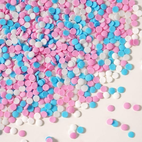 Edible Pink Blue White Sprinkle for Cake Decorating, Confetti Sprinkles, Round Sprinkles, Perfect for Baking, Cake, Cupcakes, Macarons, waffles, Ice Cream, and Cookies(120g/4.23oz)
