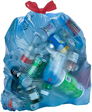 Amazon Basics Blue Recycling Drawstring Trash Bags, Tall Kitchen, Unscented, 13 Gallon, 60 Count