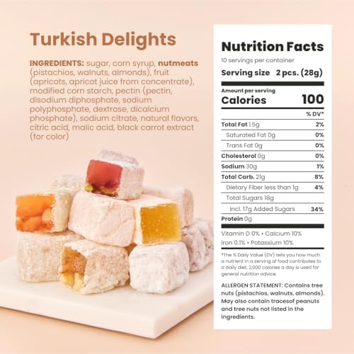 Liberty Orchards, Turkish Delight - Premium Chewy Gourmet Vegan Candy 10 Oz.