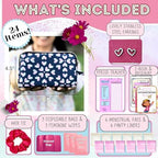 Mark and Lola's First Period Pal Pack to-Go Kit | 24 pcs | First Period Kit for Tweens | Teen Period Kit| Discrete Period Bag, Pads, Panty Liners, Period Kits for Tweens 10-12 (Hearts)