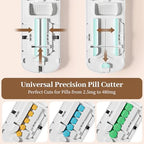 Pill Cutter for Small Pills, Pill Splitter for Tiny Pills - Precisely Cuts into 1/2, 1/3, 1/4 | Portable & Easy-Grip Design