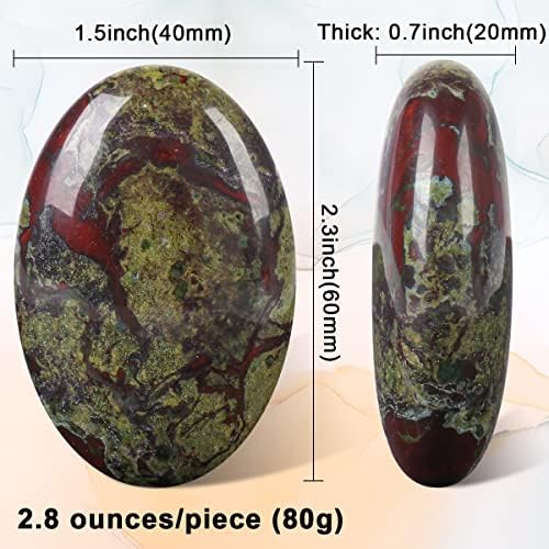 CASMON Dragon Bloodstone Oval Palm Stones, Pocket Worry Stone for Anxiety Stress Relief Therapy, Natural Polished Energy Stone Healing Crystal (1PC)