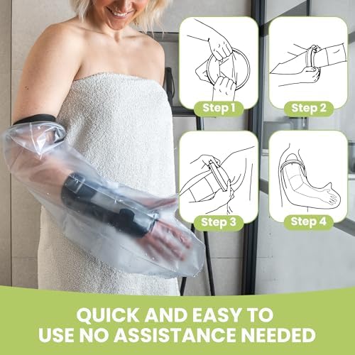Small Cast Covers for Shower Arm Adult, Waterproof Cast Protector Cover for Broken Arm Elbow, Reusable Cast Bag for Showering, Non Slip Transparent Protectors for Bandage Wounds Burns