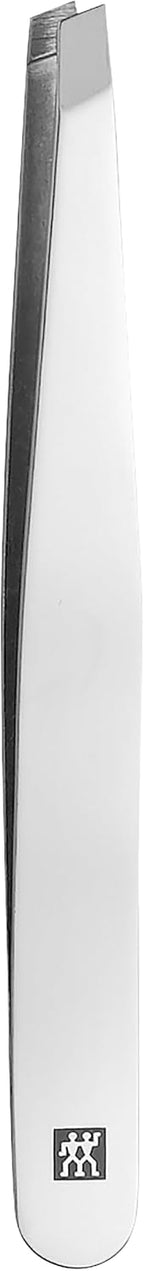 ZWILLING Slant Tweezer (plucking eyebrows, removing splinters, hand-finished, roughened tips), Polished, Silver, 3.5 inch