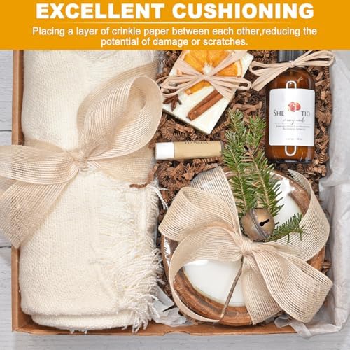 Crinkle Cut Paper Shred Filler,2 LB Brown Shredded Paper for Gift Boxes Bags Basket Filler Decoration,Grass Cushion Paper Streamer Stuffing for Christmas,Thanksgiving,Mother's Day Gift Wrapping