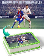 Ronaldo Messi Edible Cake Image Topper Birthday Cake Banner 1/4 Sheet