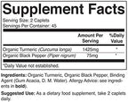 Brieofood Organic Turmeric with Black Pepper 1500mg, 45 Servings, Vegetarian, Gluten Free, 90 Vegetarian Tablets