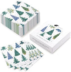 WRAPAHOLIC 50Pcs Christmas Paper Napkins - 3 Ply Blue Christmas Tree Disposable Luncheon Napkin for Christmas Party Supplies Tableware, Xmas Holiday - 6. 5 x 6.5 In