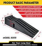 MaxxHaul 50515 6.25" Lift Car Ramps, 2-Pack – 13,000lb GVW, Deep Grooved Surface for Stable Tire Placement, Heavy-Duty, Black