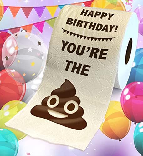Happy Birthday Toilet Paper Gift - Happy Bday Party Funny Birthday Gift Joke Toilet Paper Prank, Novelty Unique Birthday Presents for Men, Women, Family, Friends - 500 Sheets
