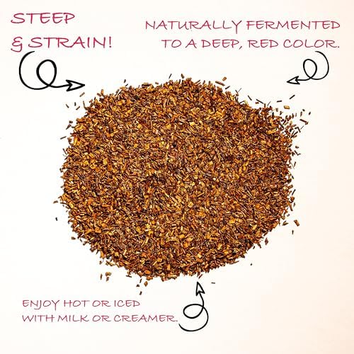 Worldwide Botanicals Organic Red Rooibos Tea – 8oz - 100% South African Aspalathus linearis – Loose Leaf, Cut and Sifted - Resealable Bag for Freshness