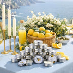 Treela 24 Pcs Capri Lemon Candles Favors Italian Lemon Scented Candle Tins with Lids Amalfi Coast Gifts for Mediterranean Wedding Bridal Baby Shower Party Favors Decorations