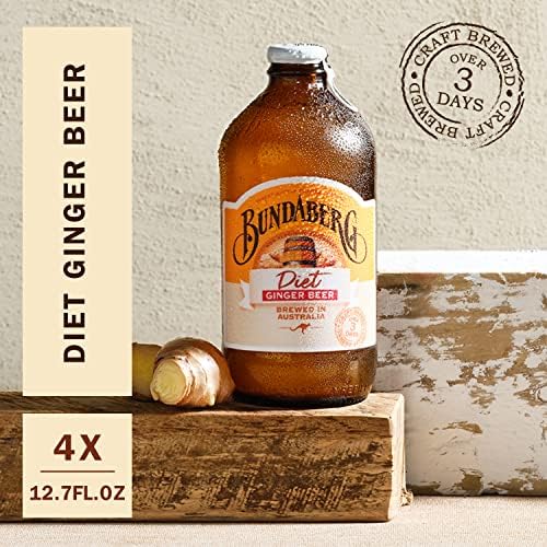 Bundaberg Diet Ginger Beer Soda, 12.7 Fl Oz Bottles (Pack of 4)