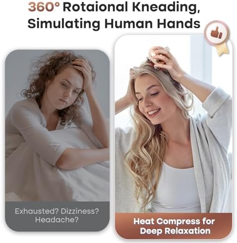 arboleaf Heated Scalp Massager Head Massager Scalp Stress Relax Hair Massager with Heat Cordless Kneading Massage Cat Massager, Gift for Mom Dad