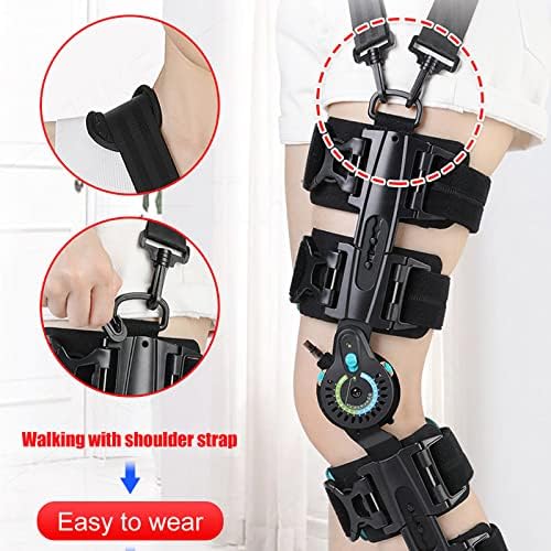 KEhtu Hinged ROM Knee Guard, Orthopedic Patella Support Orthotic with Anti-Slip Straps and Air Bag, 0-120 Degree Adjustable Hinged Knee Guard Leg Guard for Speedy Injury Repair Recovery