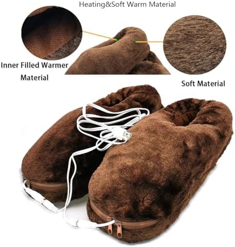 USB Heated Foot Warmers, Heat Slippers Heating Pads for Feet Warmers Keep Foot Warm Cold Relief for Indoor Home Office (Black, One Size)