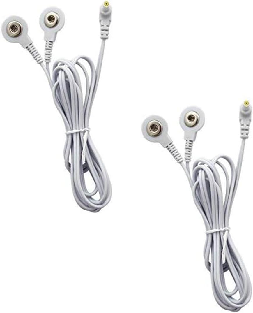 Durable TENS Lead Wires 2.35mm Shielded Plug TENS to 3.5mm Snap Electrode Wires for TENS Unit, VOVOU Standard Electrodes Wire Replacement for TENS EMS Massager Electric Muscle Stimulator(2 Packs)