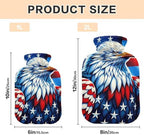 USA Flag3 Hot Water Bottle Hot or Cold Water Bottle with Soft Cover Hot Water Bag for Hot and Cold Compress, 2 Liters