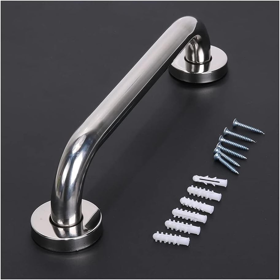 Shower Safety Handle, Stainless Steel Grab Rail, Bathroom Balance Bar, Polished Finish Including Screws for Tub, Handicap, Elderly, Injury (Color : Silver, Size : 40cm)