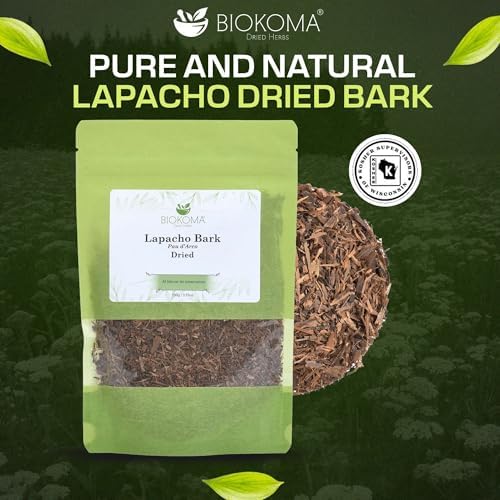 Biokoma Lapacho Bark Pau d'Arco Dried Herb 3.55 oz - Loose Pau d'Arco Herbal Tea Bark - Pure Natural Caffeine Free - No Additives - No Preservatives - Kosher