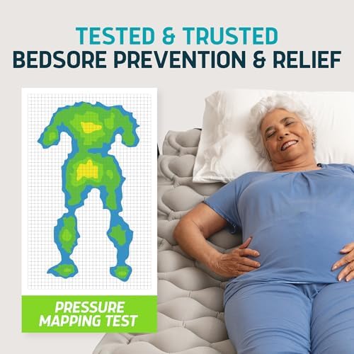 Lunderg Alternating Air Pressure Mattress Pad with Static Mode & Flocking Add-on - Comfortable Bed Sore Prevention - Includes Mattress Topper for Hospital Bed or Home & Quiet Pump - Doctor Recommended