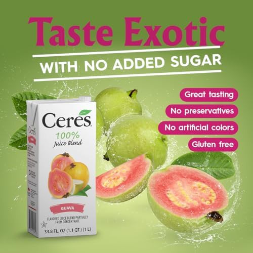 Ceres 100% Pure Fruit Juice Blend - Delicious Guava - Rich in Vitamin C, No Preservatives, Cholesterol Free, Gluten Free 33.8 FL OZ (Pack of 6)