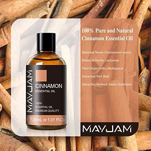 Cinnamon Essential Oil 30ml/1.01fl.oz, MAYJAM Premium Cinnamon Oils with Glass Dropper, Perfect for Diffusers Home Office Use