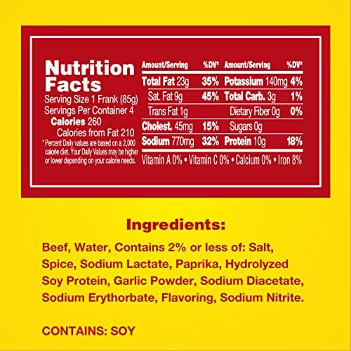 Hebrew National Jumbo Beef Franks, Hot Dogs, 4 Count