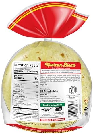 La Banderita® Mexican Blend | 6" Size Tortillas| Corn & Flour Tortilla Bend | 18.1 oz. | 16 Count (Pack of 4)
