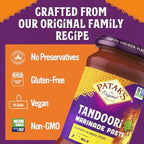 Patak’s Tandoori Marinade Paste - Mild Indian Tandoori Paste with 8 Expertly Blended Spices - Gluten-Free & Vegan - Flavorful Chicken Marinade for Grilling, Baking & BBQ Cooking - 11oz Jar (Pack of 1)