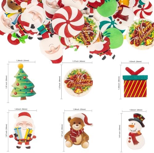 Gyufise 60Pcs Edible Christmas Cake Cupcake Decoration Edible Xmas Santa Claus Snowman Socks Cake Decorations Wafer Paper Holiday Cake Topper for Christmas Party Supplies