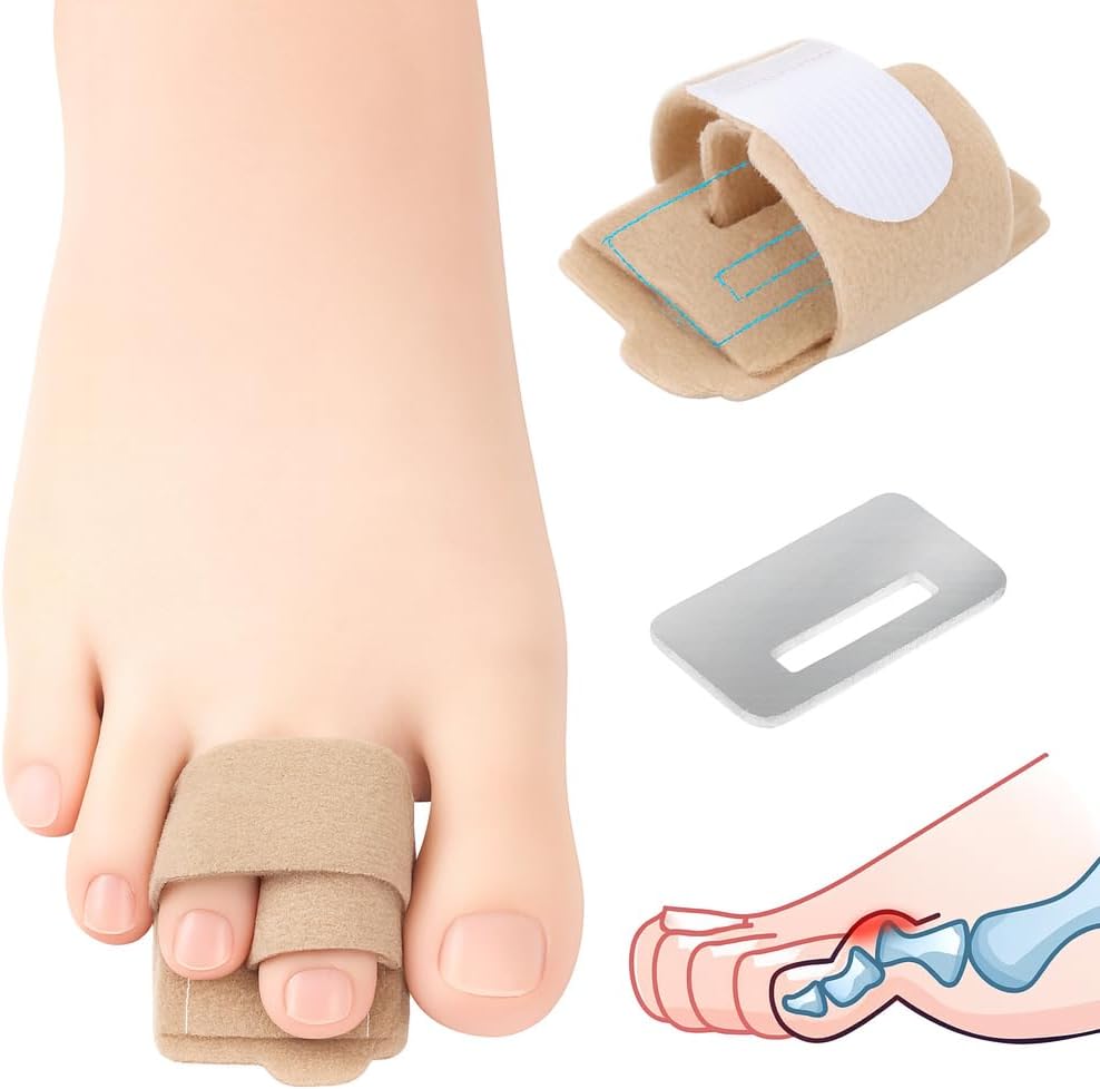 Hammer Toe Straightener & Toe Brace Wrap for Women and Men, Toe Splint for Straightening and Alignment, Hammer Toe Support, 6Pack (Beige)