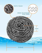 12Pcs Steel Wool Scrubber Pads for Cleaning Dishes, Pans, Pots, Ovens, Grills, Sinks - Stainless Steel Scrubbers for Kitchen, 12 Pack