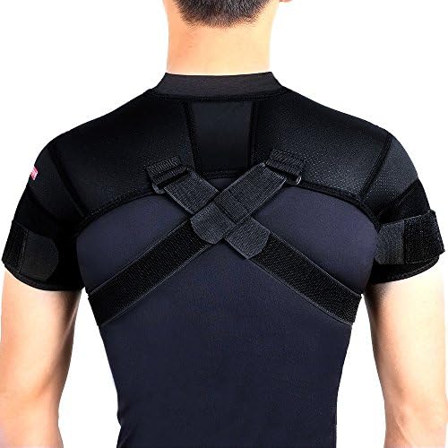 Kuangmi Double Shoulder Support Brace Strap Wrap Neoprene Protector,S