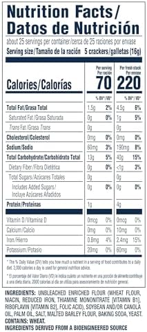 Premium Fresh Stacks Unsalted Tops Saltine Crackers, Travel Snacks, 14.2 oz (8 Multi Snack Packs)