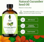 SVA Cucumber Seed Oil - 4 Fl Oz – 100% Natural Cold Pressed Cucumber Oil - for Face, Skin Care, Hair Care, Scalp Massage & Body Massage – Carrier Oil with Dropper