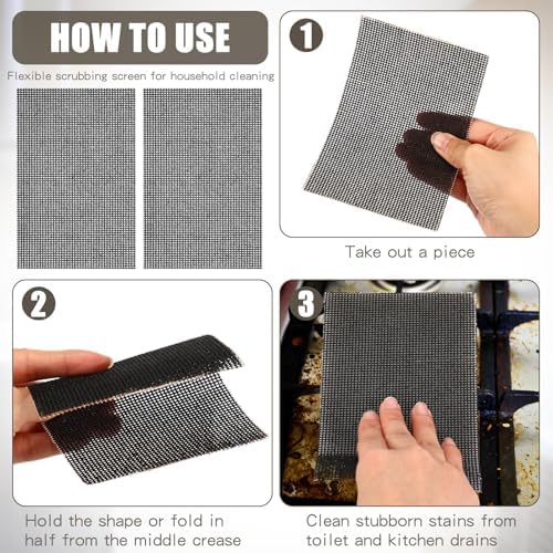 Hicarer 50 Pcs Flexible Scrubbing Screen for Household Cleaning 5.5" x 4" Scrubber Flexible Scouring Mesh Pad Cleaning Abrasive Grit Screen for Remove Carbon Rust Scale