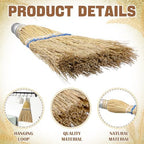 Suclain 2 Pcs 12 Inch Whisk Broom Hand Held Mini Corn Straw Whisk Broom Short Handle with Metal Hanger Halloween for Multi Surface Sweeping Small Hand Brush for Outdoor Car Porch Debris Dust Dirt