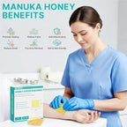 Manuka Honey Wound Dressing 2" x 2" Nonstick Gauze Pads, Sterile Medical Grade Manuka Honey for Wound Care, Honey Patch Wound Repair for Burns, Abrasions, Cuts and Scalds (Individually Pack of 10)