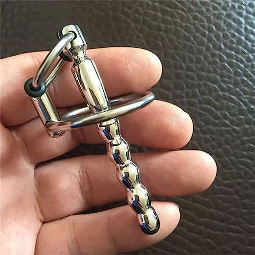 BDSM Metal Stainless Steel Urethral Dilator with Penis Ring Pull Beads Urethral Sounds Penis Plug Sex Toys